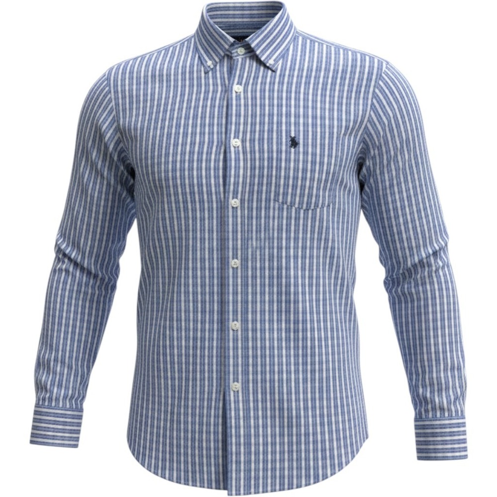 Johnnie-O Prep-Performance Blue White Plaid Button Down Shirt Mens Medium